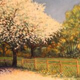 Huile sur toile impressionniste, Tableau sakura japonais