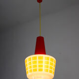 Suspension en verre rouge et jaune