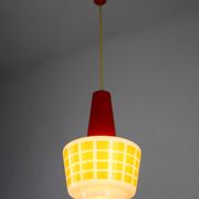 Suspension en verre rouge et jaune