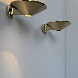 Paire d'appliques murales laiton massif, France, 1970