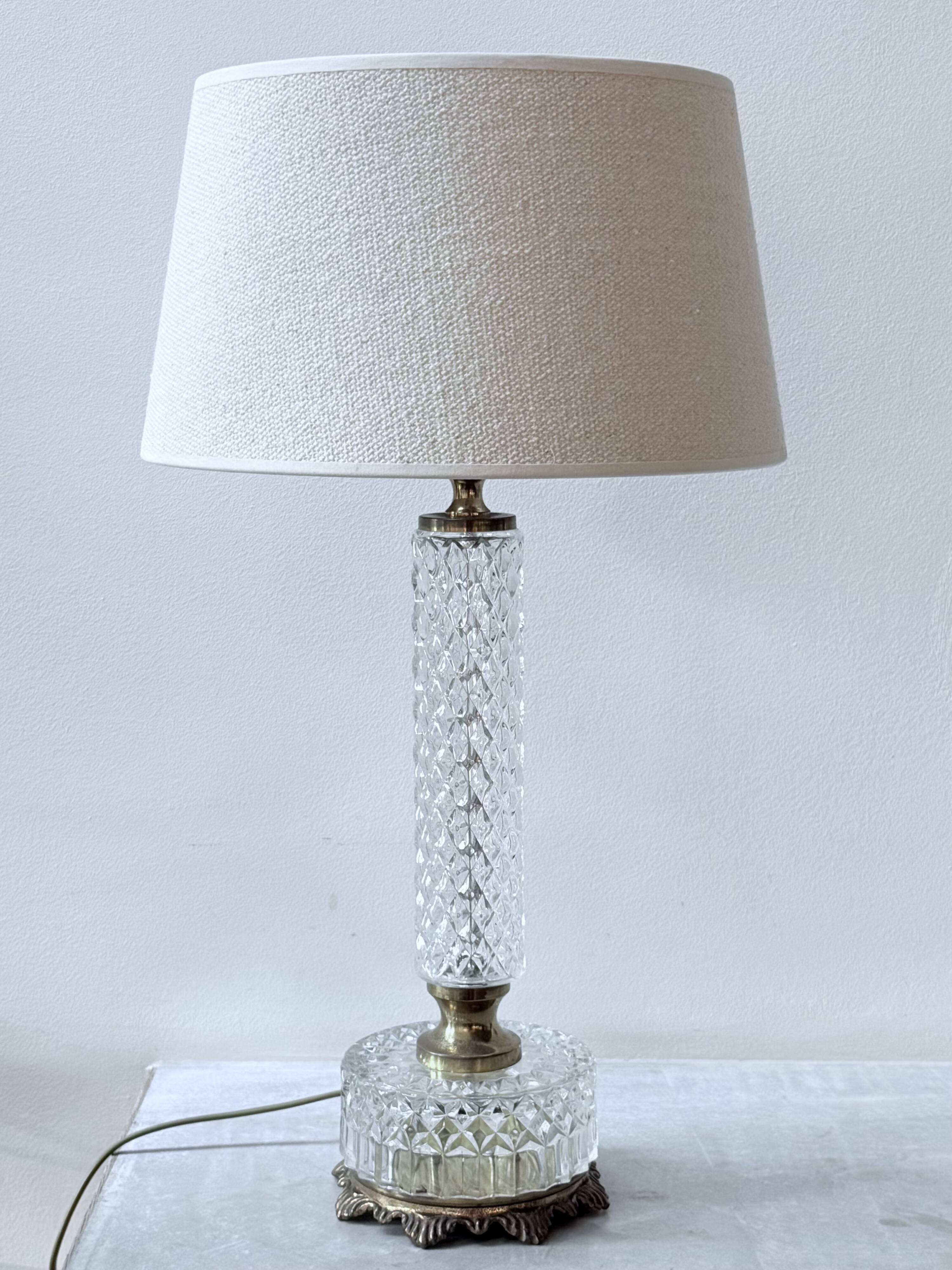 Vintage lamp 1960 Glass and Brass