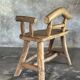 Small brutalist bench with backrest and armrests in Asian blonde teak H67 L6