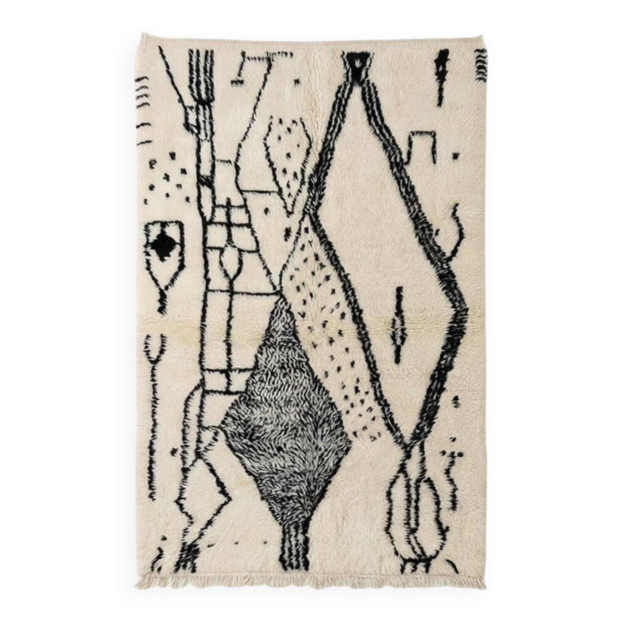 Tapis Azilal noir et blanc marocain
