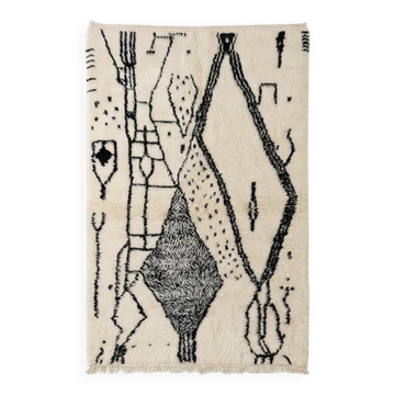 Tapis Azilal noir et blanc marocain