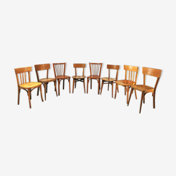 Series of 10 mismatched bistro chairs