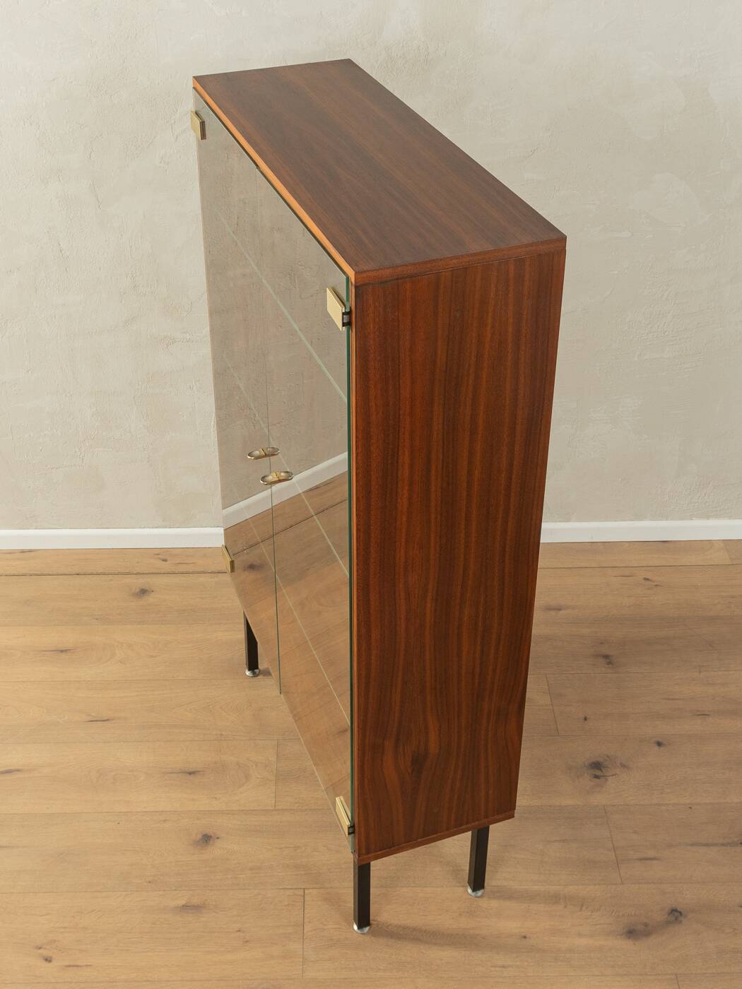 Walnut veneer display cabinet, 1960s