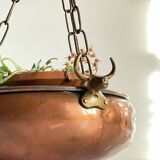 Cache-pot suspendu aux 3 buffles vintage
