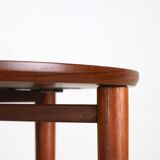 Set of 2 round mid-century teak side tables by Carlo Jensen for Poul Hundevad, 1960s, Danish modern design, foldable
