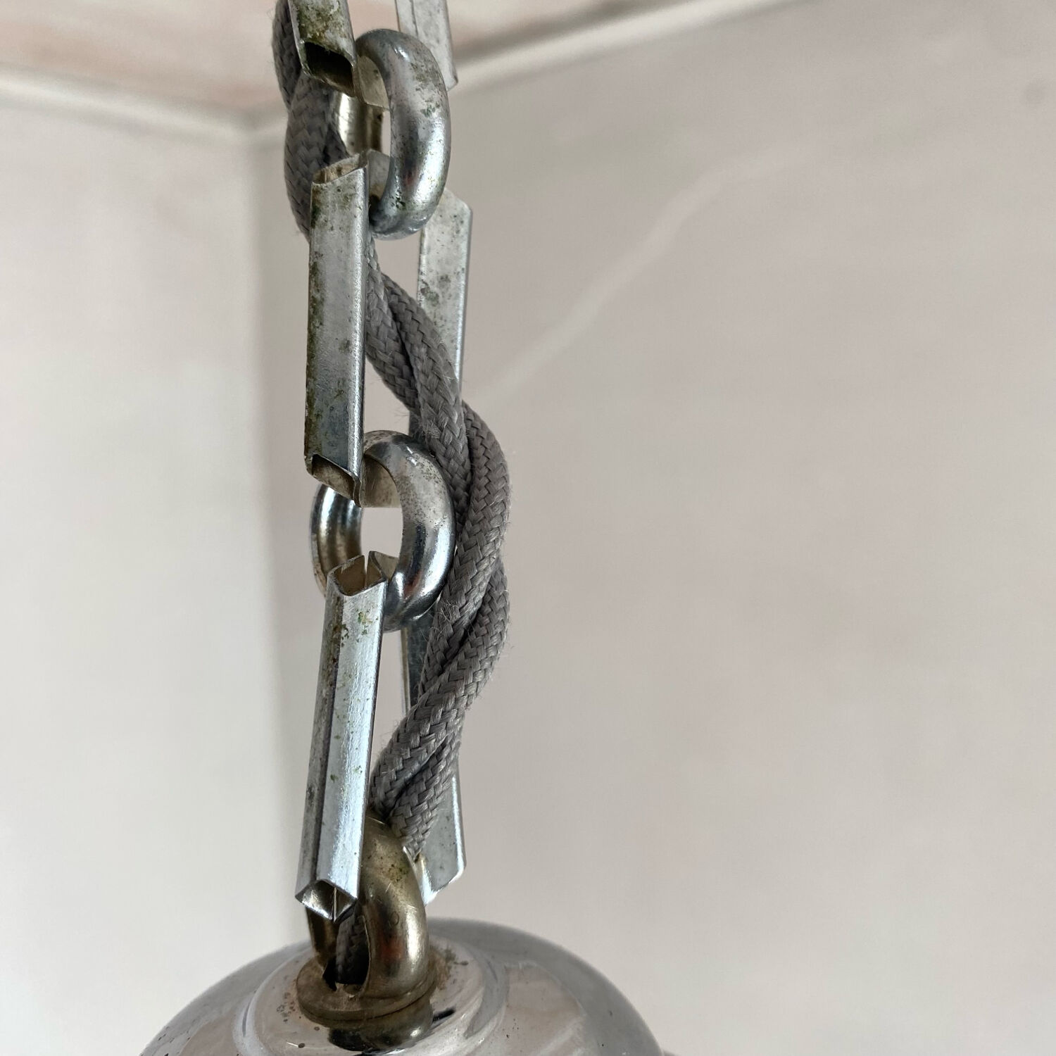 Art Deco glass and chrome pendant light