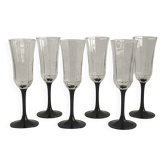 Lot de 6 flûtes à champagne Octime en verre à pied noir