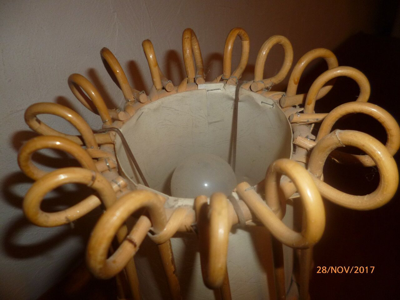 Wicker and rattan 1960 bedside lamp