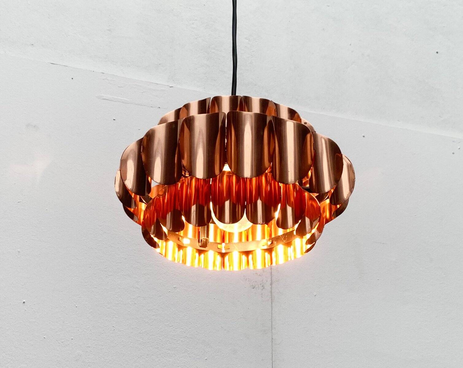 Copper pendant lamp Swiss type 810 modern mid-century by Hans Zender for Temde