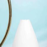 Suspension Midmod suédoise années 50, lampe vintage en opaline