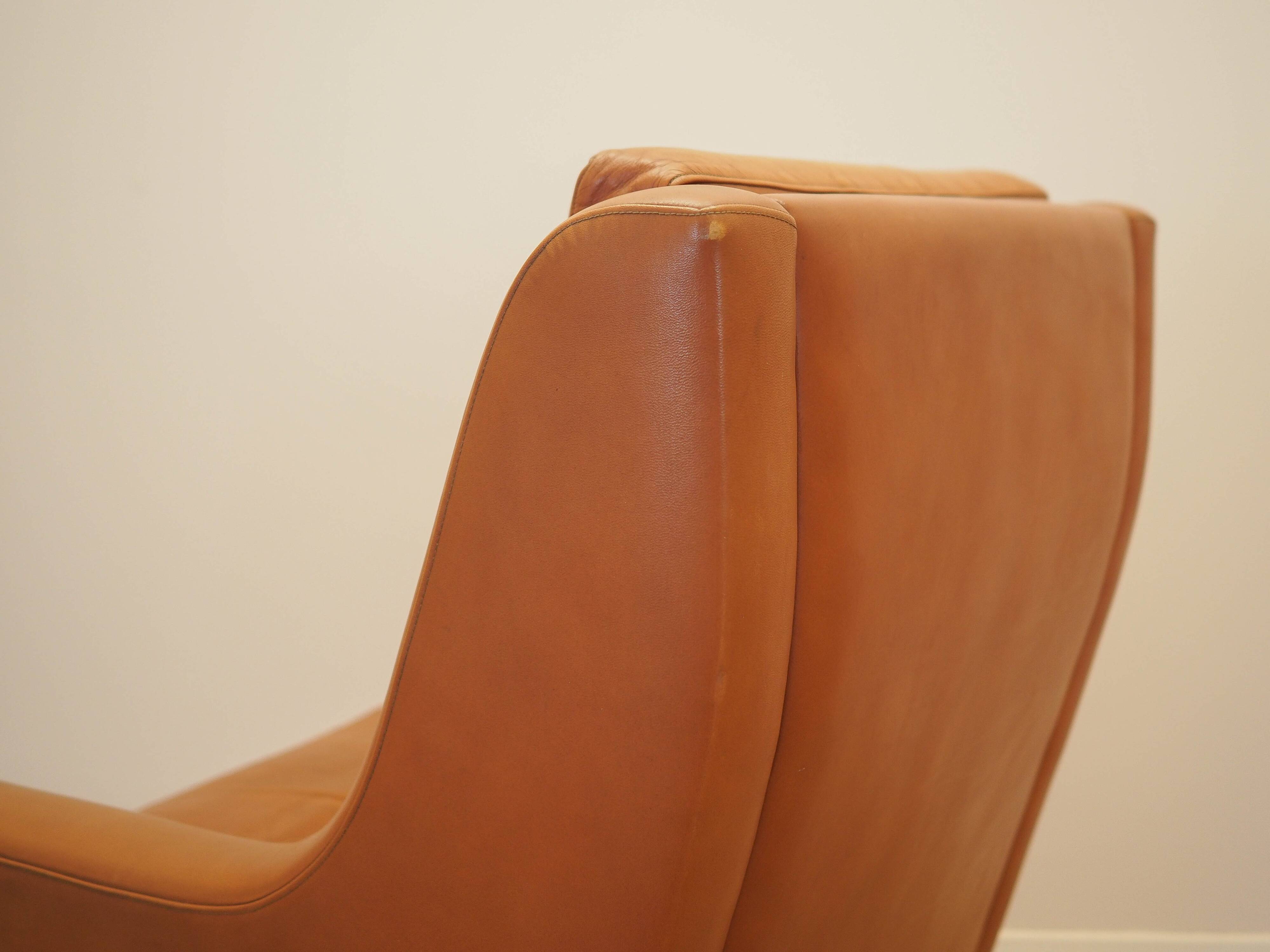 Fauteuil orange, design danois, années 1970, fabriqué au Danemark