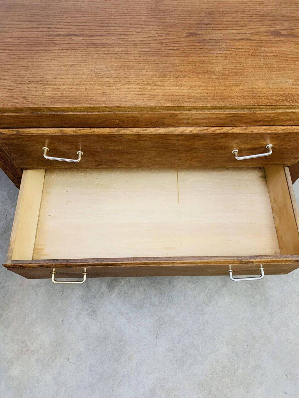Wooden chest of drawers, splayed legs from the 1950s, vintage