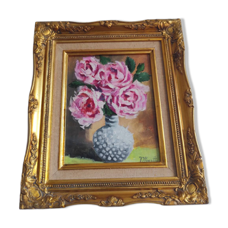 Painting, oil on vintage canvas