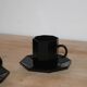 4 black coffee cups and saucers Arcoroc Octime – Esso vintage collection from the 1980s