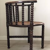 Pair of Edwardian Bobbin Armchairs with Cane Seat Early 20th Century
