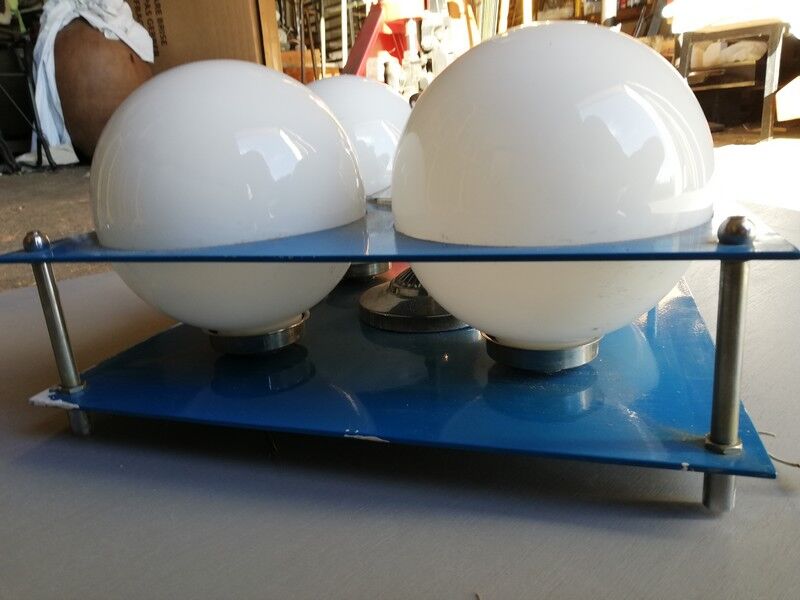 Applique 4 globes verre et métal époque 1970's