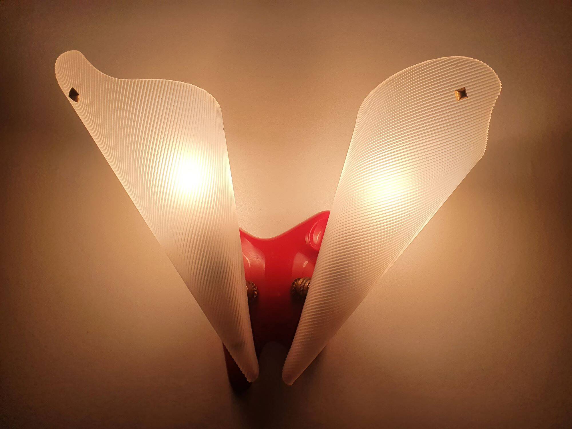 Three vintage rockabilly red plastic wall lights