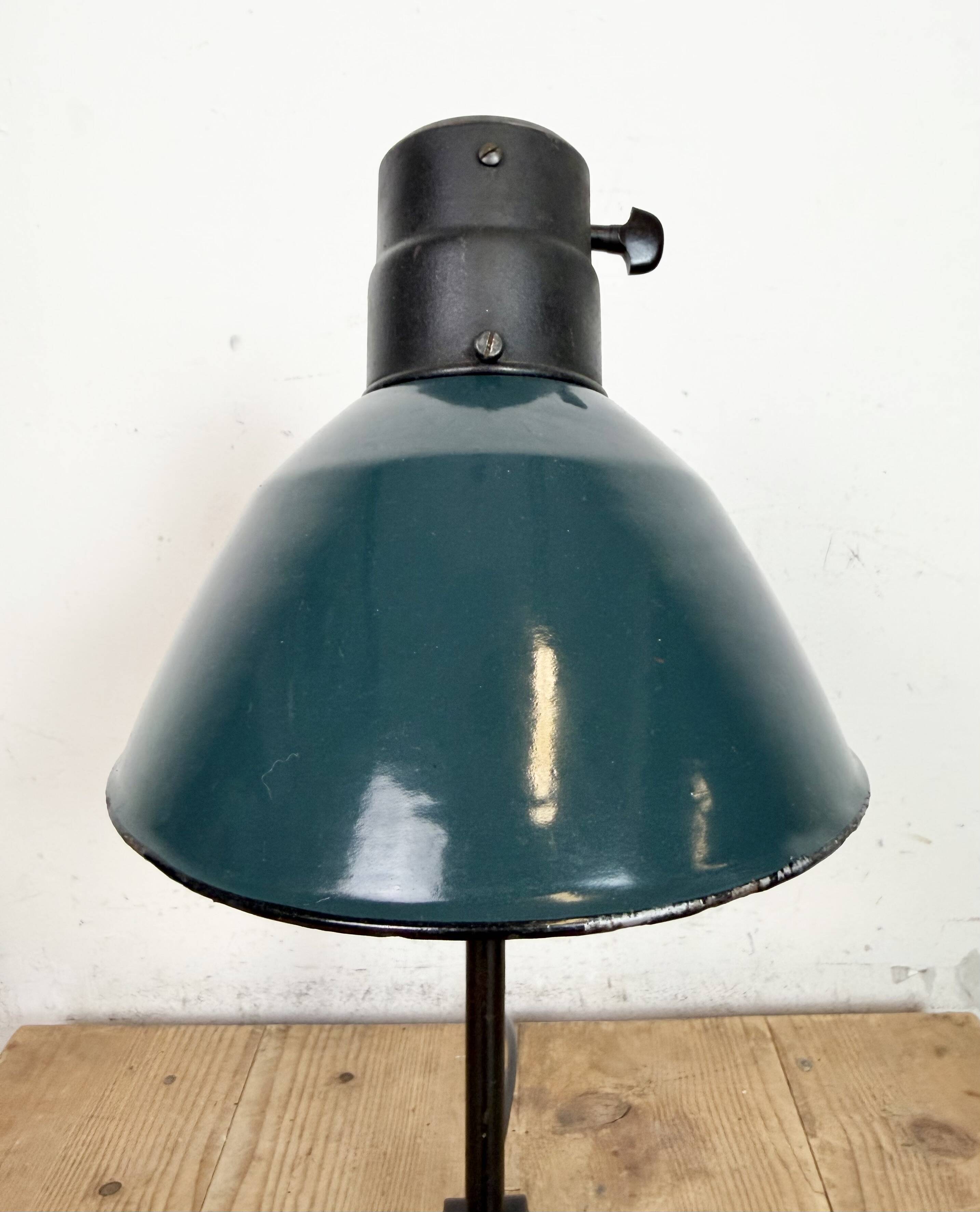 Vintage German Bauhaus Petrol Enamel Table Lamp from Schaco, 1930s