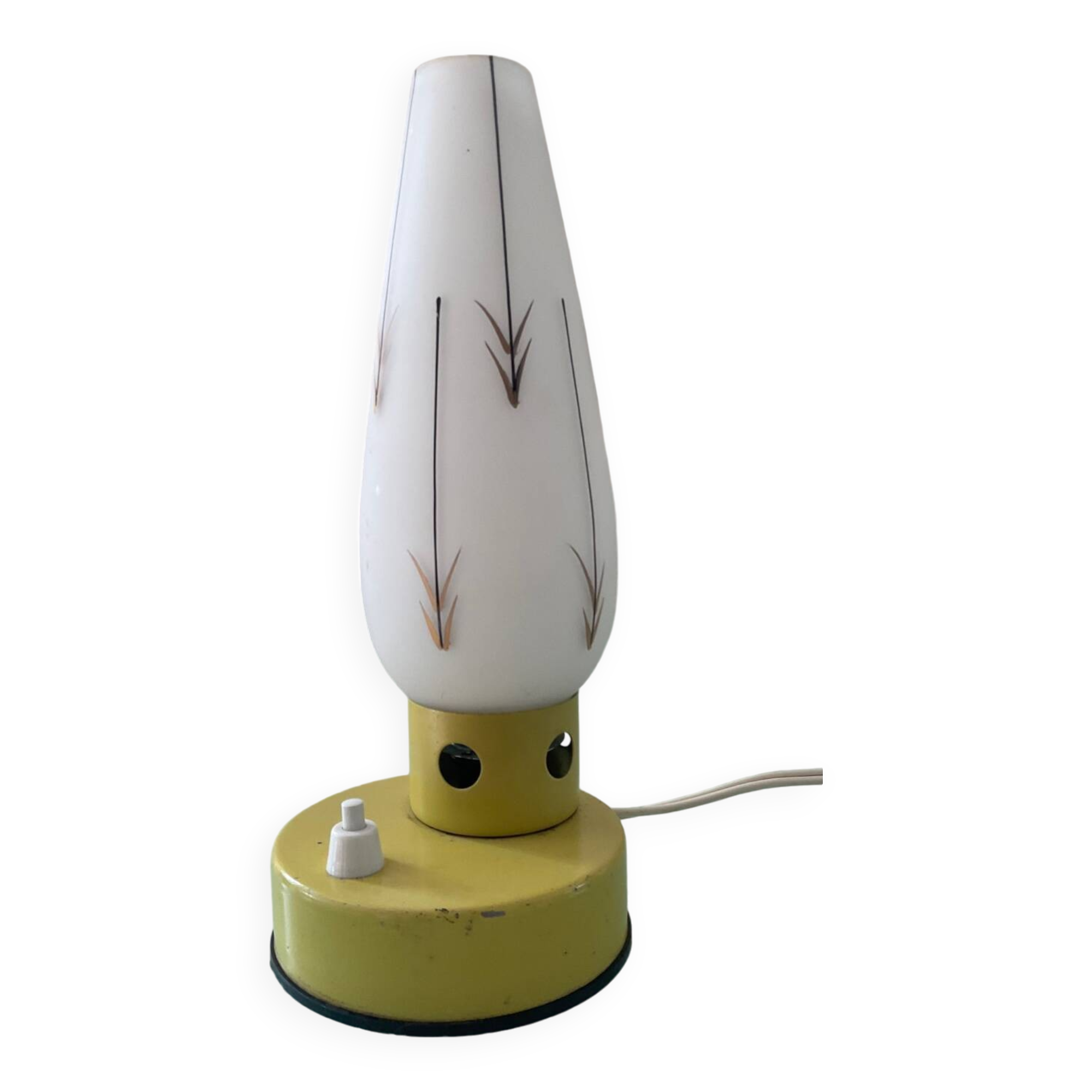 Vintage opaline and metal lamp from the 50s-60s