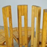 LAUKAAN PUU / brutalist pine dining table chairs “Rantasipi” / Finland 70s
