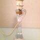 Bedside lamp with glass base and beige fabric lampshade / vintage 60s-70s