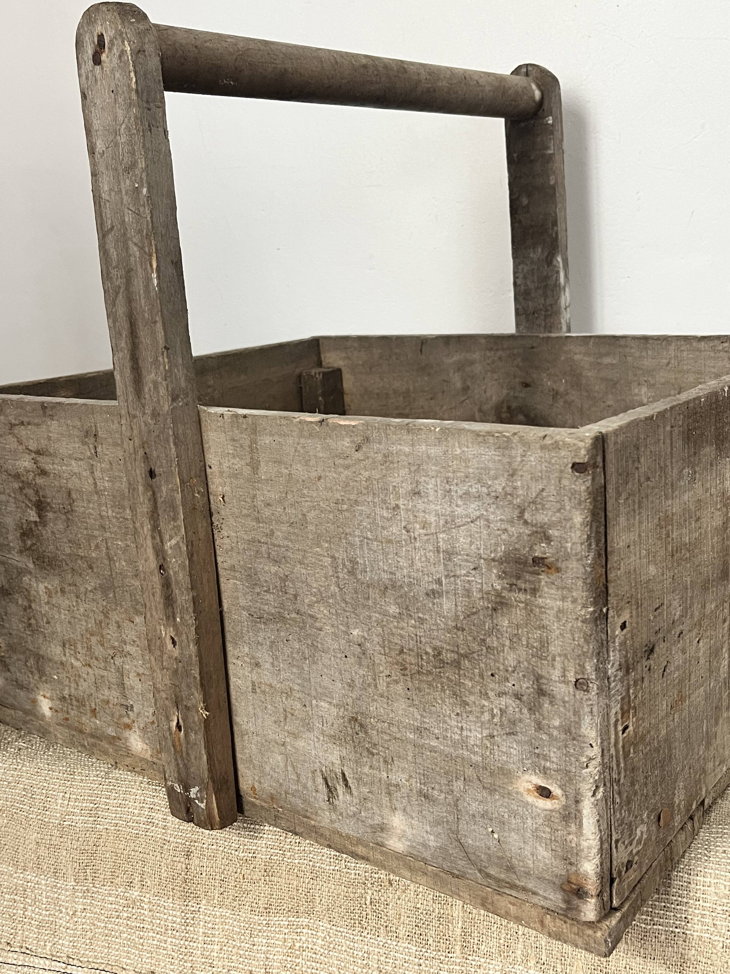 Wooden basket for the garden or workshop, folk art