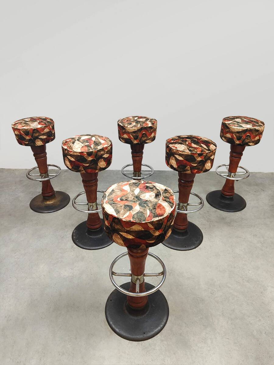Tabourets de bar vintage français Art Déco 'Impression graphique'
