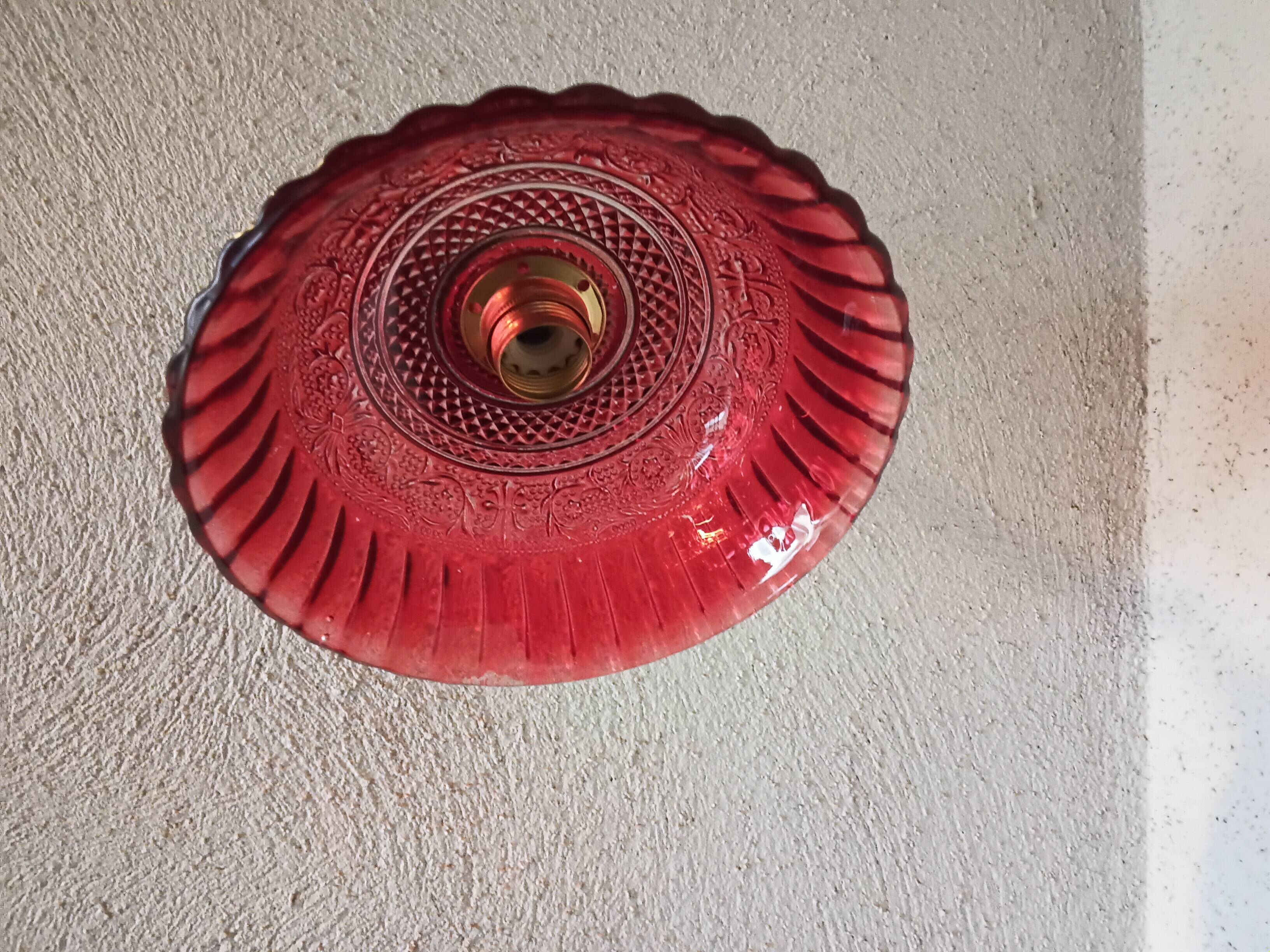 Vintage red glass wall light
