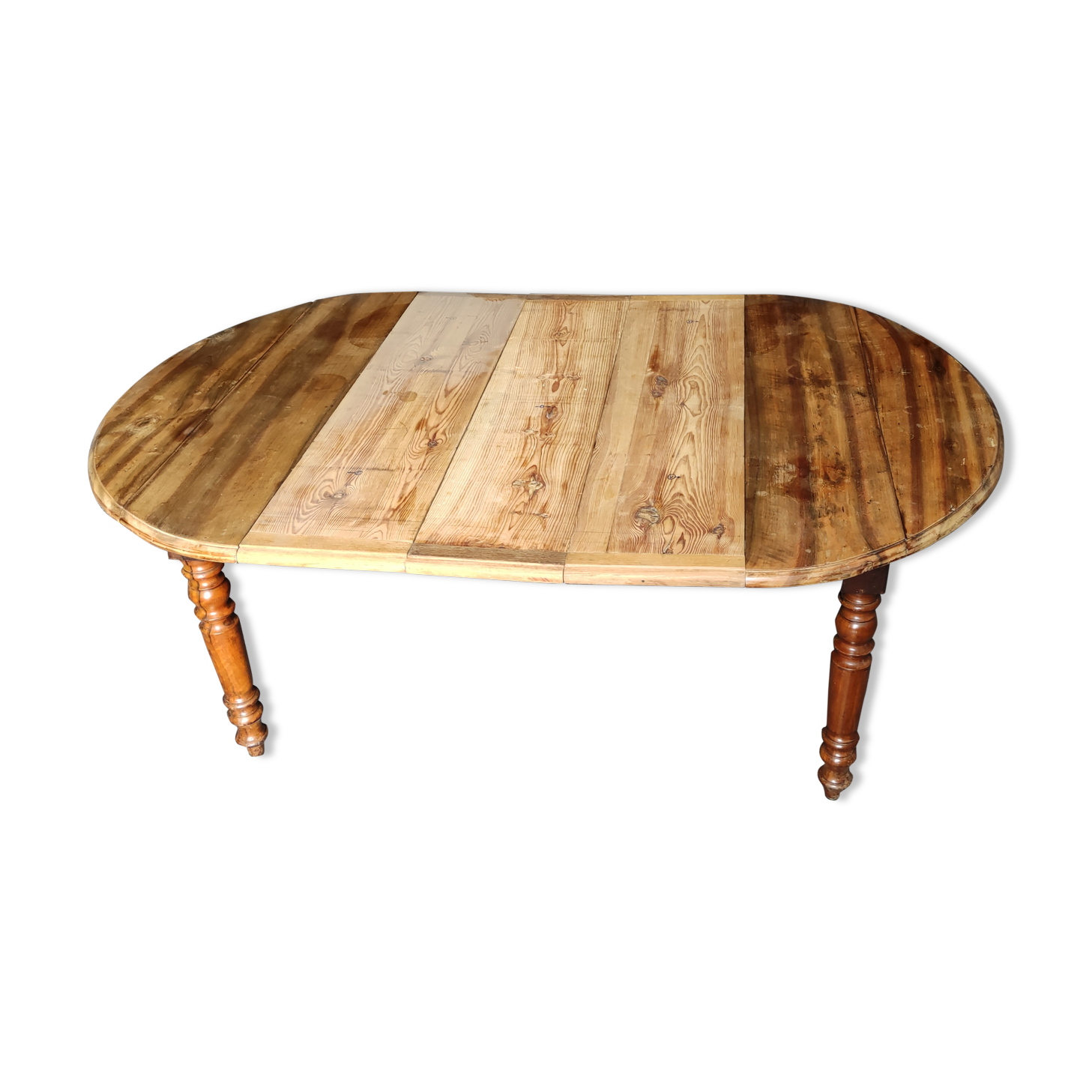 Louis Philippe table, 3 extensions, walnut tray