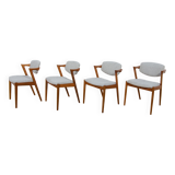 Mid Century Teak Model 42 Dining Chairs by Kai Kristiansen for Schou Andersen, 1960s, Set of 4