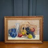 Watercolor on paper by Christiane Laurent still life 20th century golden frame