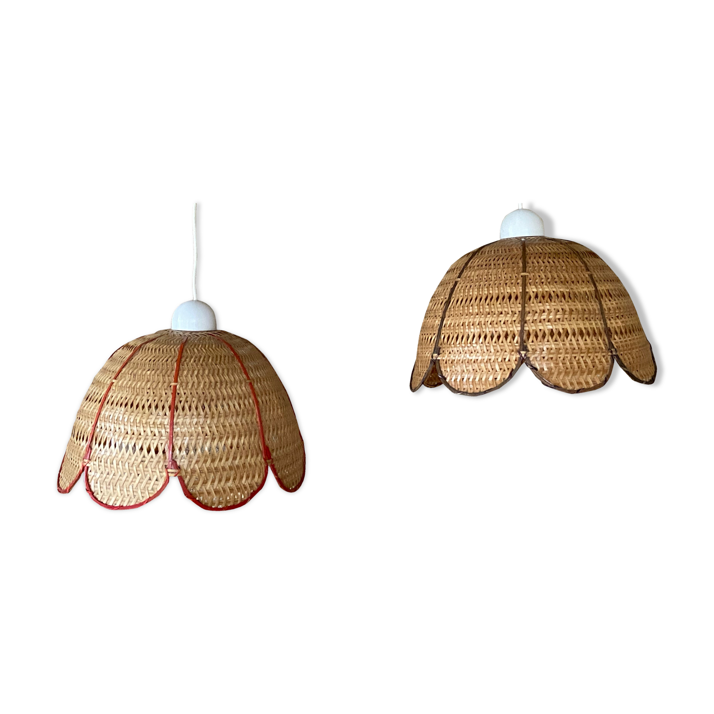 Paire de suspensions en rotin circa1970