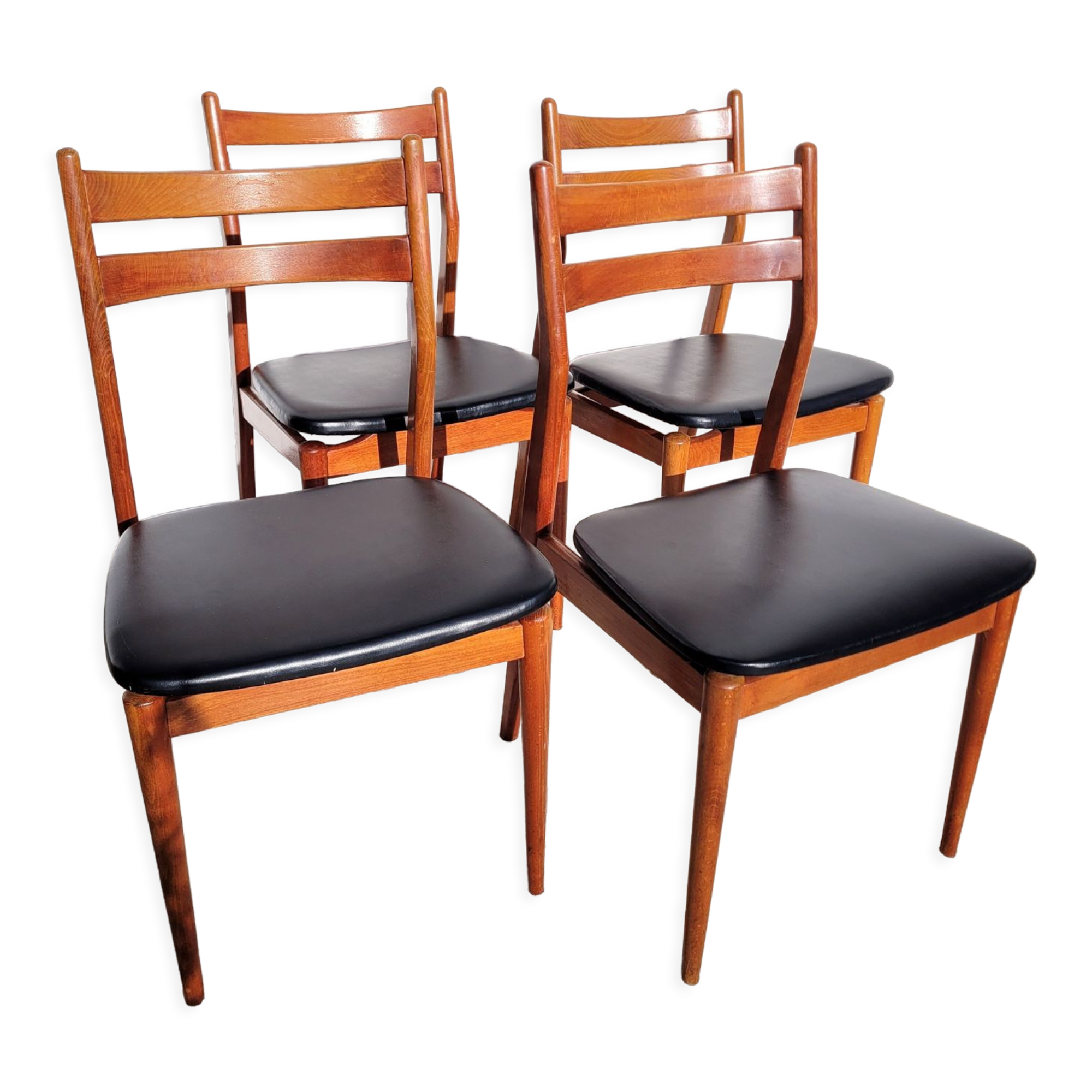 4 Scandinavian wooden vintage chairs
