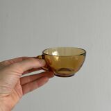 4 vintage amber glass cups