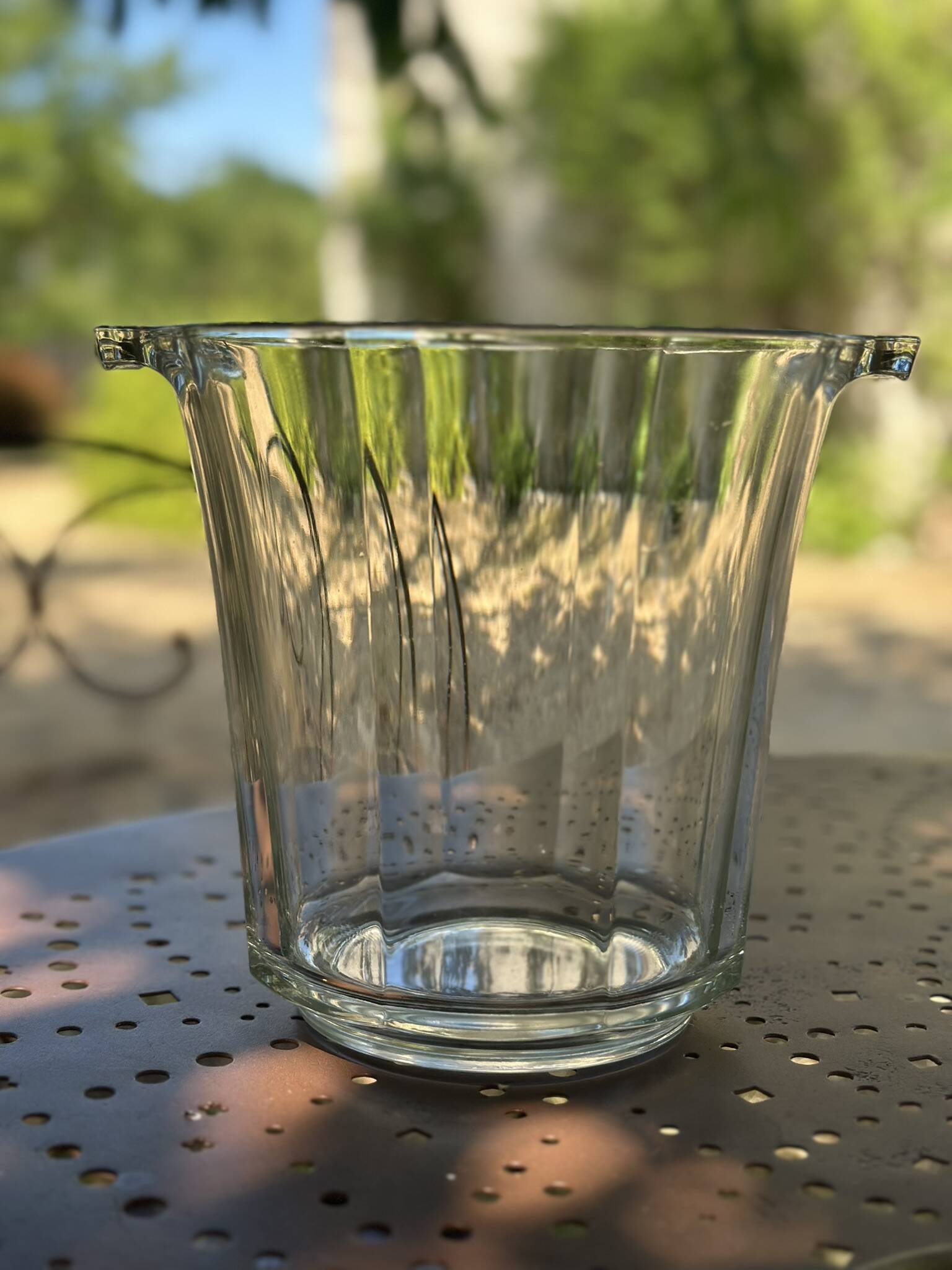 Vintage ribbed glass champagne bucket