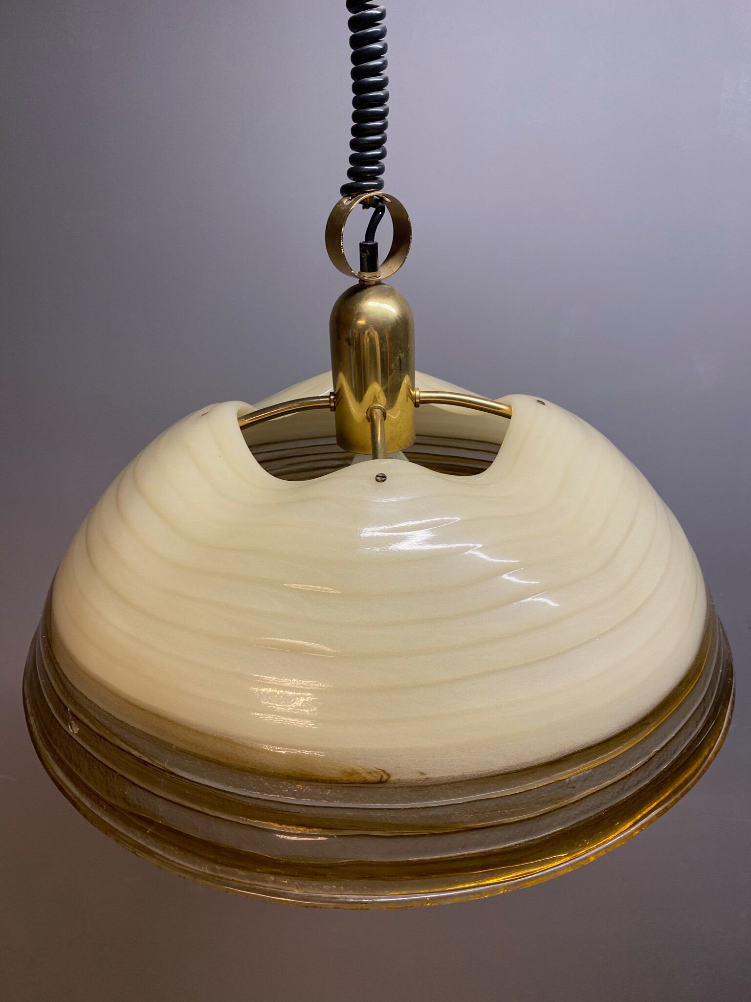 Duża okrągła lampa wisząca regulowana vintage italy 60'