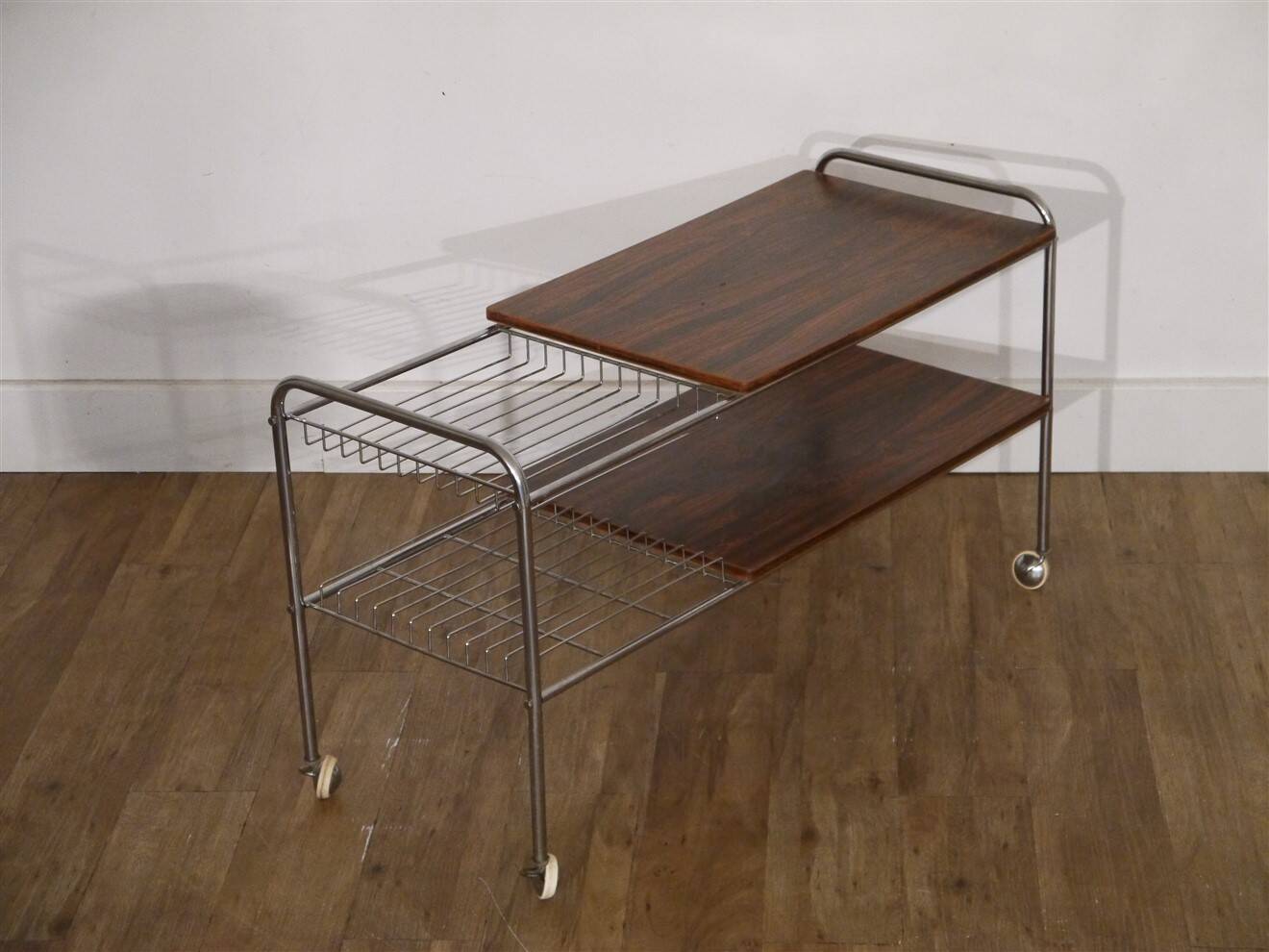 Rosewood and chrome side table, 1970s
