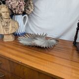 Vintage Two Tier Silver Metal Palm Leaf Fruit Basket