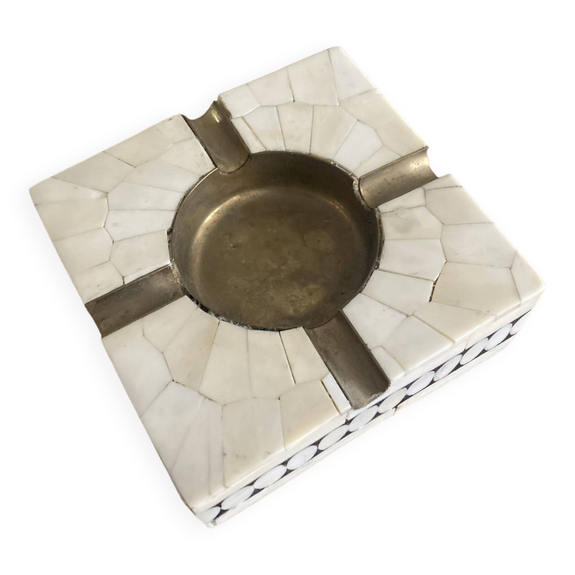 Bone and brass ashtray