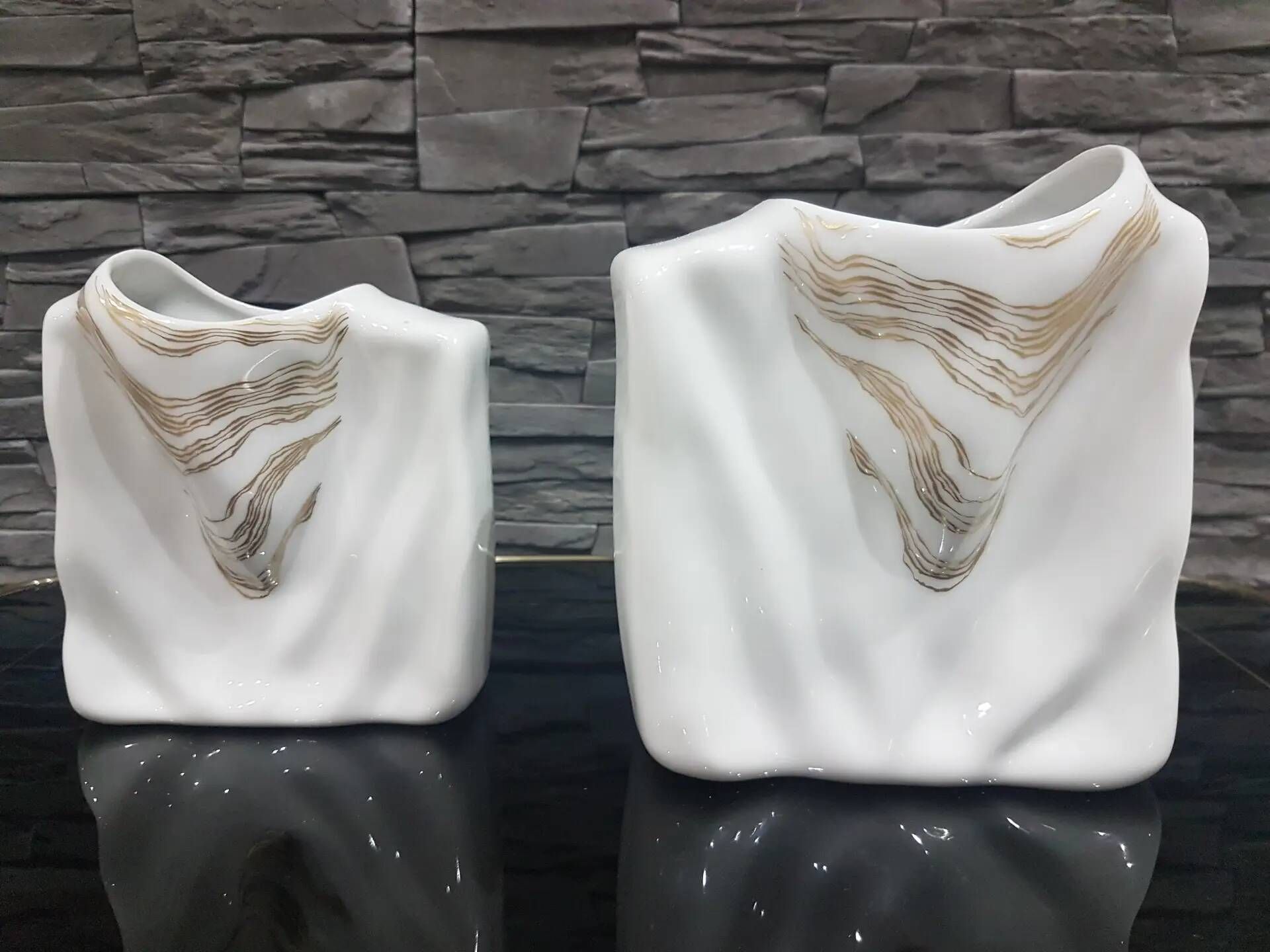 Set of two vases, white, porcelain, Eschenbach, Germany, 1970s