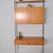 Omnia shelving system / self-supporting modular secretary desk in teak, dating from the 1960s.