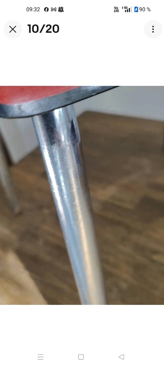 Jacques Hitier Chair 1950 Tubauto Red Bakelite Style Seat