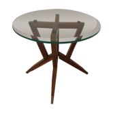 Table basse scandinave en bois étoile et verre 1970
