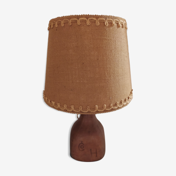 Lampe vintage en cuir et about jour en jute Artesania Raymon