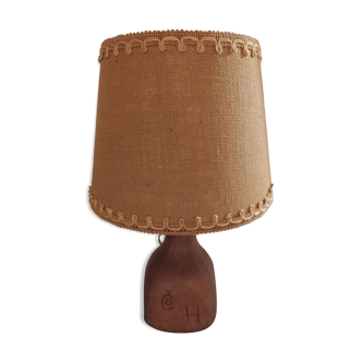 Lampe vintage en cuir et about jour en jute Artesania Raymon