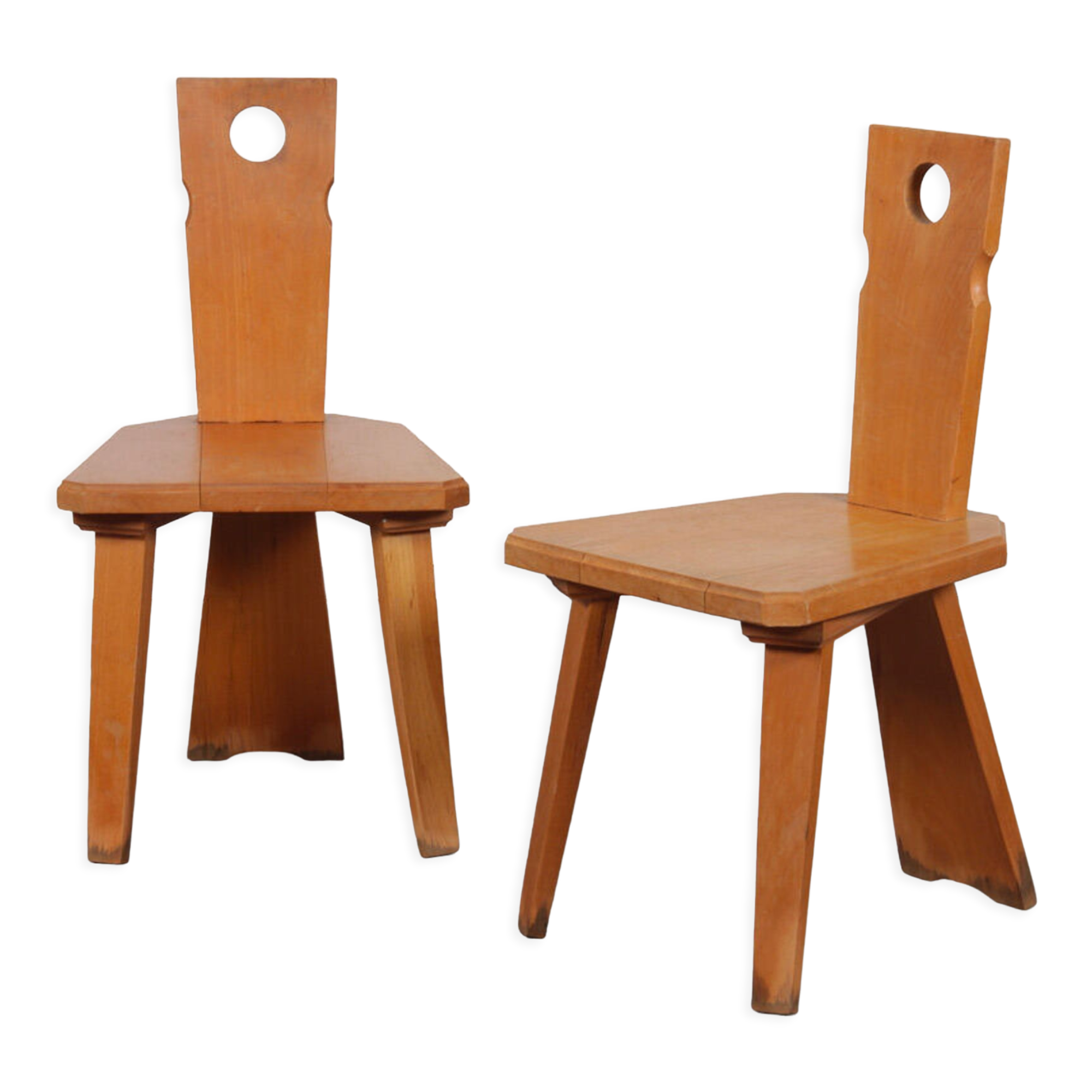 Paire de chaises vintage en bois vers 1960