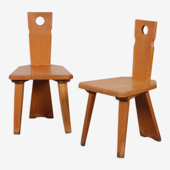 Paire de chaises vintage en bois vers 1960